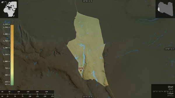 Ghat Περιφέρεια Λιβύης Χρωματιστά Δεδομένα Σκίασης Λίμνες Και Ποτάμια Σχήμα — Φωτογραφία Αρχείου