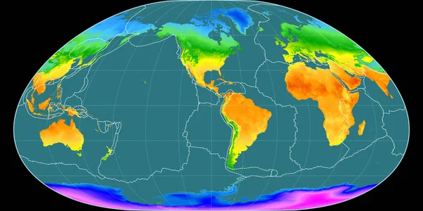 Карта Мира Проекции Локсимуталя Сосредоточена Западной Долготе Средняя Годовая Карта — стоковое фото
