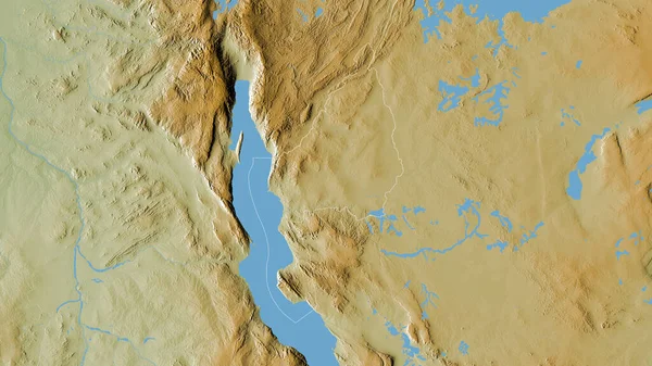 坦桑尼亚地区基戈马 湖泊和河流的彩色阴影数据 形状与它的国家相对应 3D渲染 — 图库照片