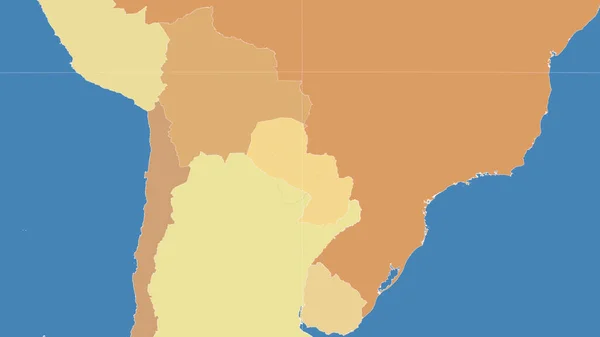 Paraguay Und Seine Nachbarschaft Entfernte Schrägperspektive Keine Umrisse Farbkarte Der — Stockfoto