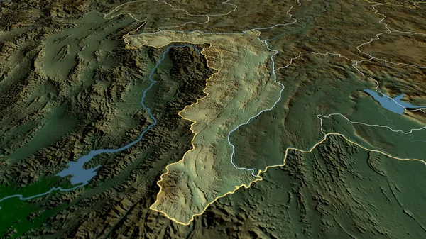 Xaignabouri Provinz Laos Vergrößert Und Hervorgehoben Die Wichtigsten Physikalischen Landschaftsmerkmale — Stockfoto