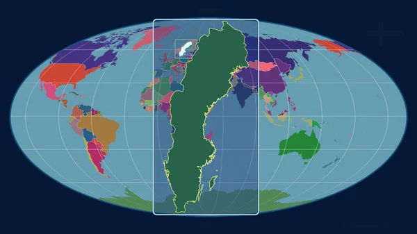 Vista Ampliada Del Contorno Suecia Con Líneas Perspectiva Contra Mapa —  Fotos de Stock