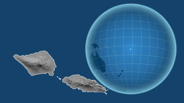 Samoa Globe Avec Forme Pays Contre Carte Zoomée Avec Son — Photo