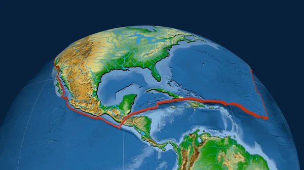 Placa Tectónica América Norte Extrudida Globo Mapa Físico Cor Renderização — Fotografia de Stock