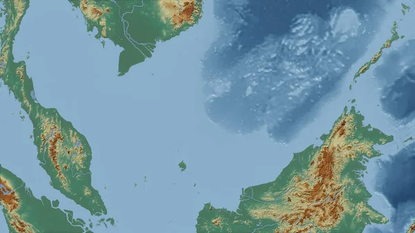 Malásia Perspectiva Close País Sem Esboço Mapa Topográfico Relevo — Fotografia de Stock