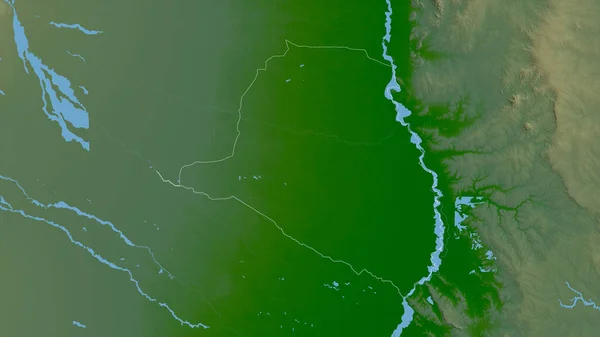 パラグアイのヘイズ大統領です 湖や川と色シェーダーデータ 形状は その国の領域に対して概説 3Dレンダリング — ストック写真