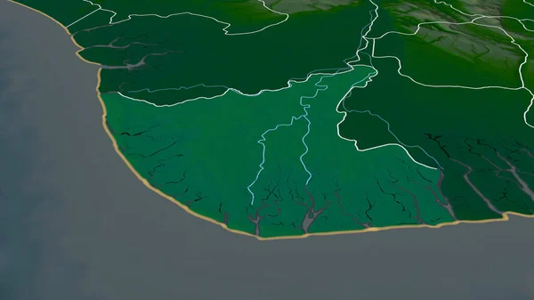 バイエルサ ナイジェリアの状態が拡大し 強調表示されました 主な物理的な風景機能 3Dレンダリング — ストック写真