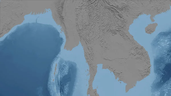 从密切的角度看待该国 没有概述 灰度高程图 — 图库照片