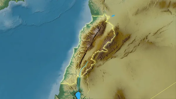 Libanon Område Topografisk Reliefkarta Stereografisk Projektion Sammansättning Raster Lager Med — Stockfoto