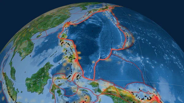 Tektonische Platte Der Philippinischen See Umrissen Auf Dem Globus Satellitenbilder — Stockfoto