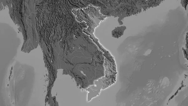 Територія Єтнаму Карті Підвищення Більвелі Стереографічній Проекції Сира Композиція Растрових — стокове фото