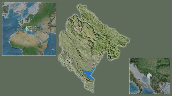 Primer Plano Montenegro Ubicación Región Centro Mapa Mundial Gran Escala — Foto de Stock