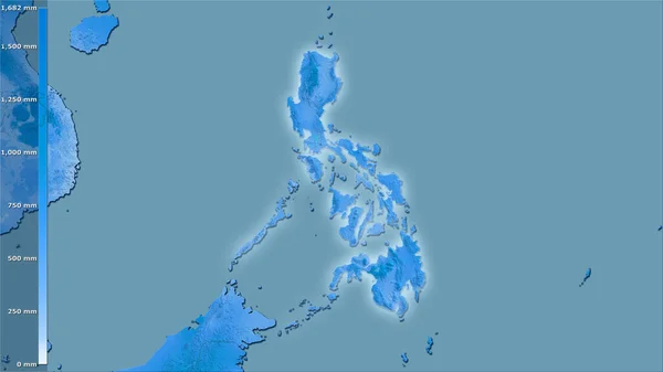 Nederbörd Varmaste Kvartalet Inom Filippinerna Området Stereografisk Projektion Med Legend — Stockfoto