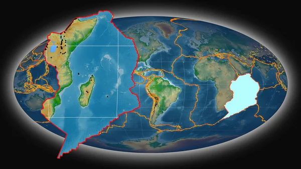 Somalian Tektoninen Levy Puristetaan Esitetään Vastaan Maailmanlaajuinen Väri Fyysinen Kartta — kuvapankkivalokuva
