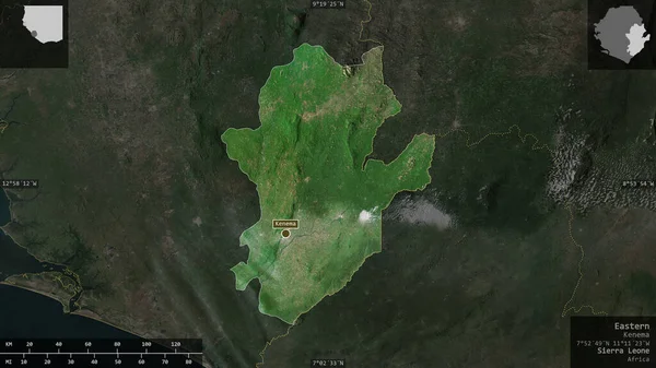 Este Provincia Sierra Leona Imágenes Satélite Forma Presentada Contra Área — Foto de Stock
