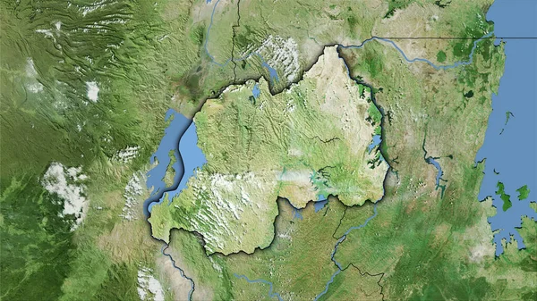 Ruanda Gebiet Auf Der Satelliten Karte Der Stereographischen Projektion Rohzusammensetzung — Stockfoto