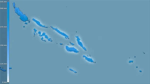 Nederbörd Den Regnigaste Månaden Inom Salomonöarna Stereografisk Projektion Med Legend — Stockfoto
