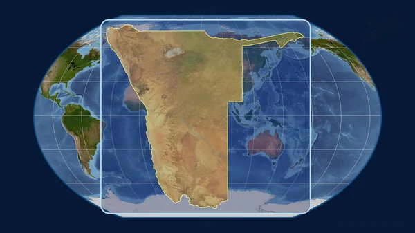 Zoomed View Namibia Outline Perspective Lines Global Map Kavrayskiy Projection — Stock Photo, Image