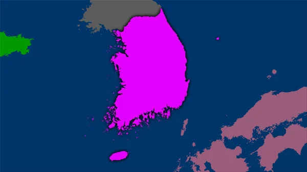 Área Corea Del Sur Mapa Divisiones Administrativas Proyección Estereográfica Composición — Foto de Stock