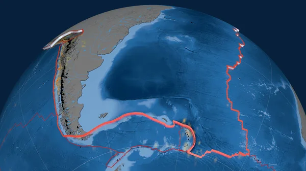 Südamerika Tektonische Platte Extrudiert Auf Dem Globus Topographie Und Bathymetrie — Stockfoto