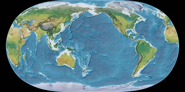 Světová Mapa Projekci Natural Earth Soustředila 170 Západní Délky Hlavní — Stock fotografie