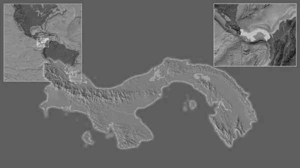 Panama Bölgedeki Konumuna Geniş Çaplı Bir Dünya Haritasının Merkezine Yakın — Stok fotoğraf