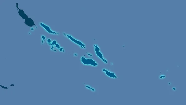 Solomon Islands area on the solid map in the stereographic projection - raw composition of raster layers with light glowing outline