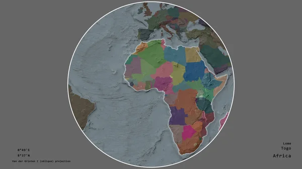 Das Gebiet Togos Zentriert Sich Kreis Seinen Kontinent Auf Dem — Stockfoto