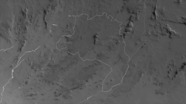 リベリアのロファ県 湖や川とグレースケールの地図 形状は その国の領域に対して概説 3Dレンダリング — ストック写真