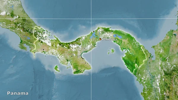 Panamá Área Satélite Mapa Projeção Estereográfica Composição Principal — Fotografia de Stock