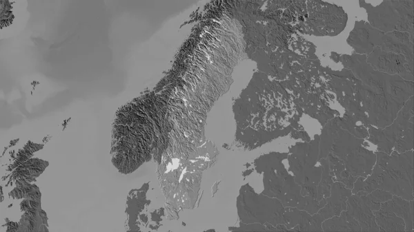 立体投影の二階の標高マップ上のスウェーデン領域 ラスター層の生の組成 — ストック写真