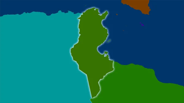Територія Тунісу Адміністративному Поділі Мапа Стереографічній Проекції Сира Композиція Растрових — стокове фото