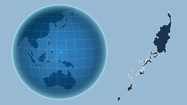 Palau Globo Con Forma Del Paese Contro Mappa Ingrandita Con — Foto Stock