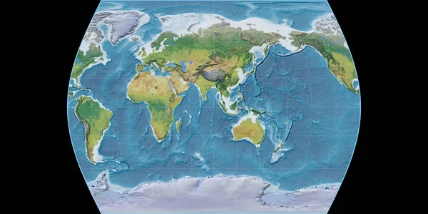 Mapa Mundo Projeção Times Atlas Centrado Longitude Leste Principais Características — Fotografia de Stock