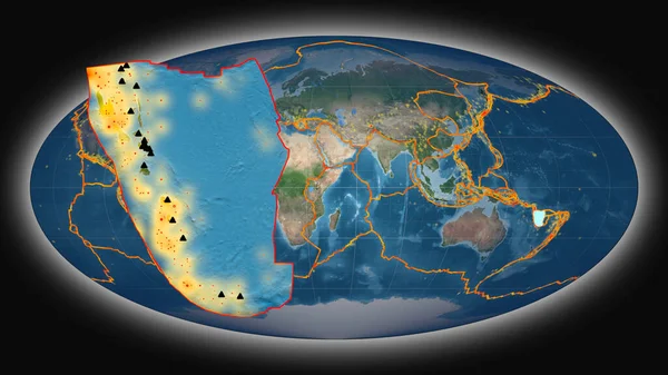 Нові Гебридські Тектонічні Плити Екстронулися Представили Проти Глобальних Супутникових Знімків — стокове фото