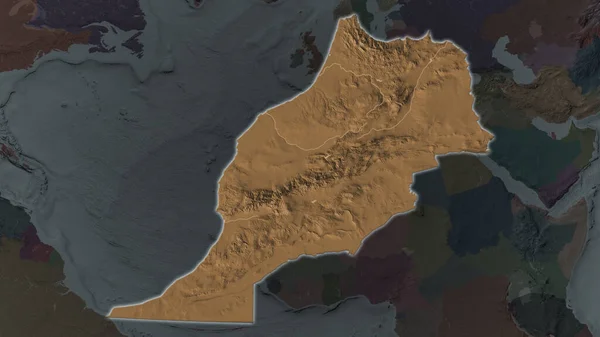 Marocko Området Utvidgades Och Lyste Mörk Bakgrund Sin Omgivning Färgad — Stockfoto
