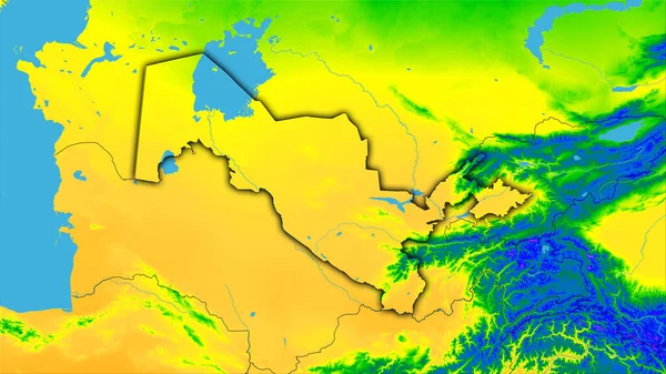 Área Usbequistão Mapa Anual Temperatura Projeção Estereográfica Composição Bruta Camadas — Fotografia de Stock