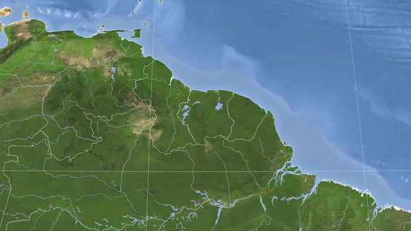 Σουρινάμ Και Γειτονιά Του Μακρινή Πλάγια Προοπτική Χωρίς Περίγραμμα Δορυφορικές — Φωτογραφία Αρχείου