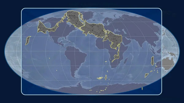 Turks Caicos Adaları Nın Yakınlaştırılmış Görüntüsü Mollweide Projeksiyonundaki Küresel Haritaya — Stok fotoğraf