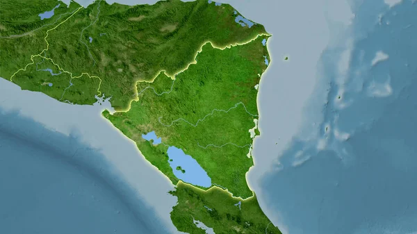 Nicaragua Terület Műholdas Térképen Sztereográfiai Vetítés Nyers Összetétele Raszter Rétegek — Stock Fotó