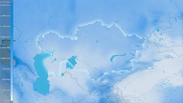 Precipitação Anual Dentro Área Cazaquistão Projeção Estereográfica Com Legenda Composição — Fotografia de Stock