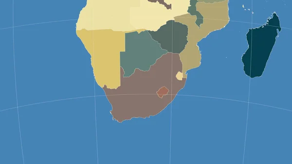 Dél Afrika Környéke Távoli Ferde Perspektíva Körvonal Nélkül Adminisztratív Részlegek — Stock Fotó