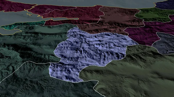 Bilecik Provincia Turquía Zoomed Destacó Mapa Coloreado Tocado División Administrativa — Foto de Stock