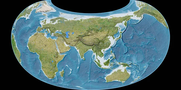 Mapa Del Mundo Proyección Raisz Armadillo Centrado Longitud Este Imágenes — Foto de Stock