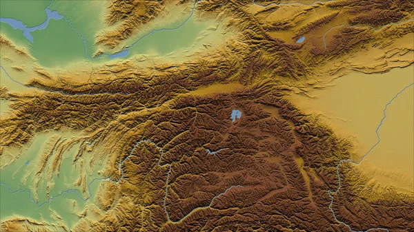 Tadzjikistan Närbild Perspektiv Landet Ingen Översikt Färg Fysisk Karta — Stockfoto