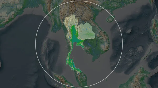 Area Allargata Della Thailandia Circondata Cerchio Sullo Sfondo Del Suo — Foto Stock