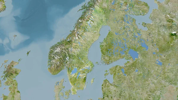 卫星A上的瑞典地区立体投影图 栅格层的原始成分 — 图库照片