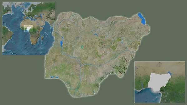 Close Nigéria Sua Localização Região Centro Mapa Mundial Grande Escala — Fotografia de Stock