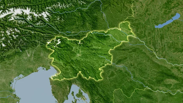 Slovenia Area Satellite Map Stereographic Projection Raw Composition Raster Layers — Stock Photo, Image