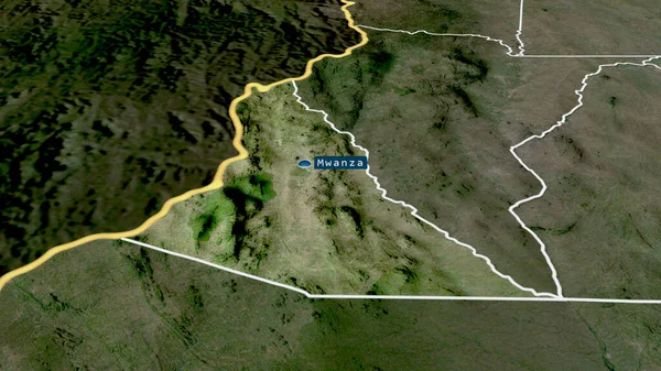 Мванза Район Малаві Збільшений Виділений Капіталом Супутникові Знімки Візуалізація — стокове фото